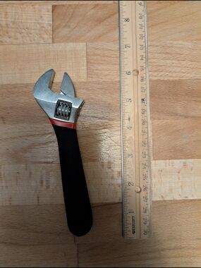 Adjustable Wrench with Black Handle and Red Accent - Unbranded
